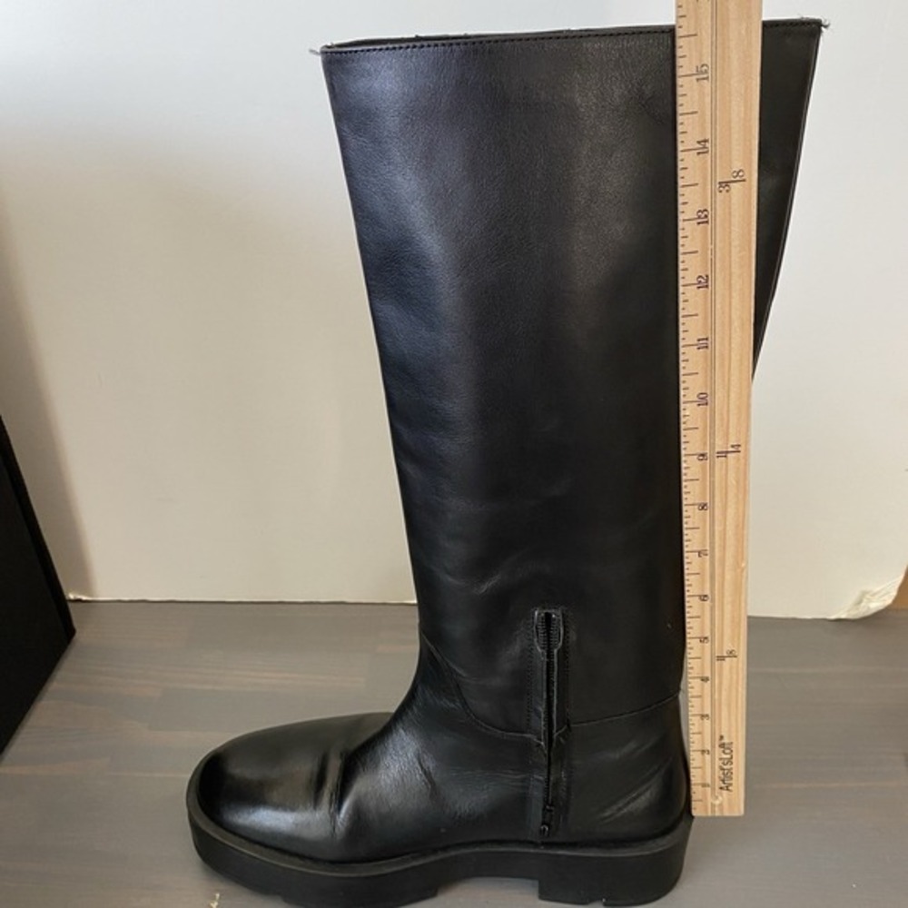 Mango Y2K Platform Tall Leather Boots‎ Women Size 9 EU 40 Black Gothic Gorpcore - Picture 12 of 12